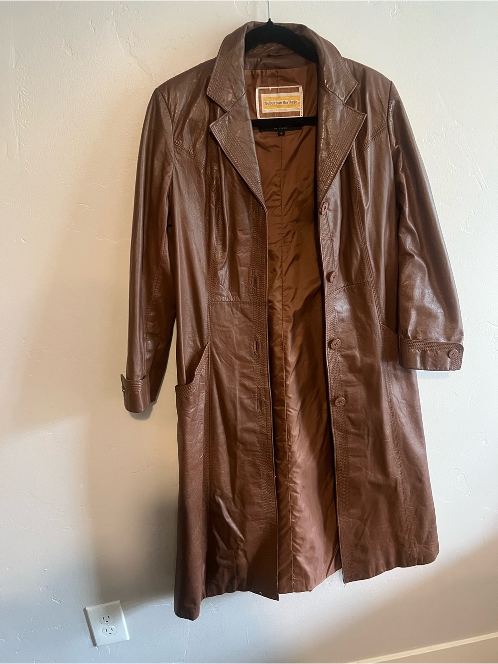Vintage Urban Heritage Brown Leather Trench Coat